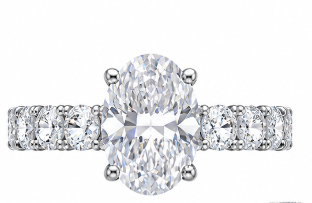 deposite link, private link for moolinda, 14k white gold band, full oval side stone band, 5ct mainstone Oval cut lab-grown diamond with hidden halo ring with IGI, size 7#