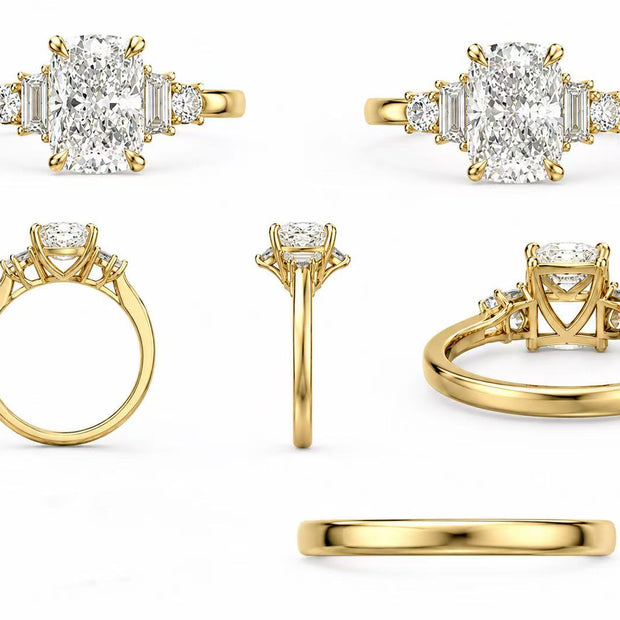 deposit link, private link for steffanie Hall, 4ct D color VVS2 cushion cut diamond with 3mm wide 14k yellow gold band ring, size 7#