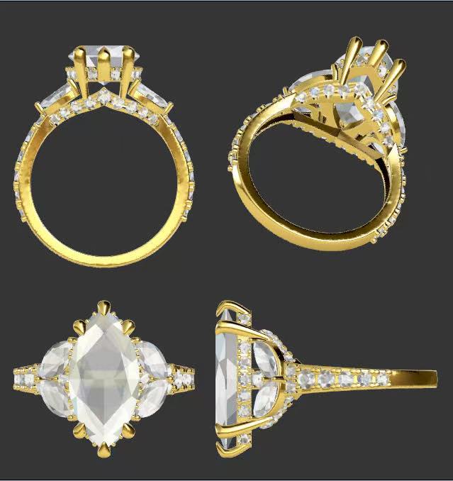 half deposit link for Ana 14K Yellow Gold three stone design 3 Carat Marquise Cut Lab-Grown Diamond E VVS2 Ring Size 5.5
