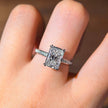 rt001 14K White Gold 3.02 Carat Radiant Cut Lab-Grown Diamond E VVS2 Hidden Halo Ring