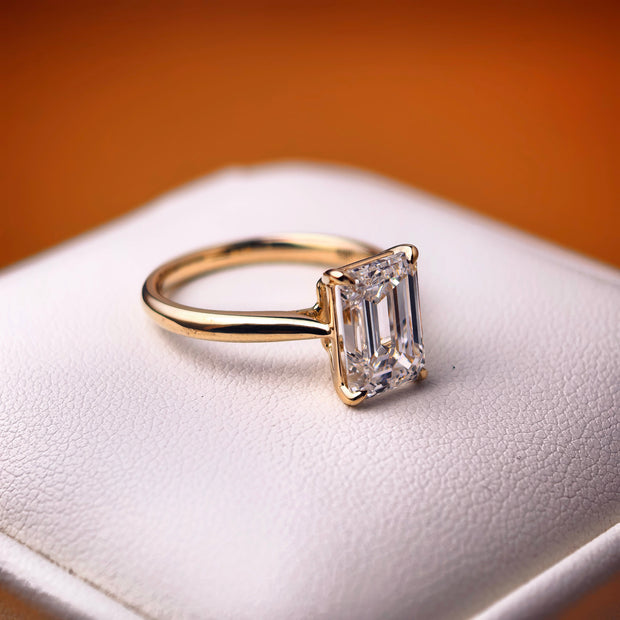 rt002 14K Yellow Gold 2.03 Carat Radiant Cut Lab-Grown Diamond E VVS2 Bezel Ring