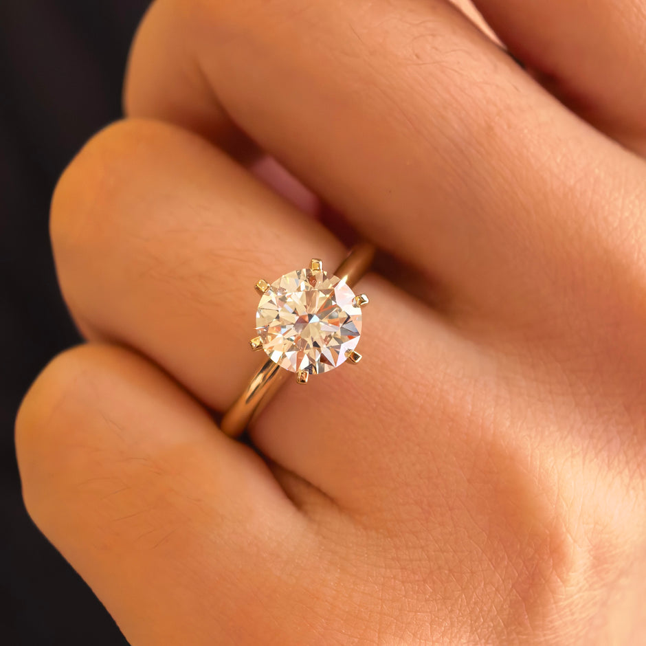 14k Gold 2.02 Carat Round Brilliant Cut Lab-Grown Diamond E VVS2 Solitaire Ring