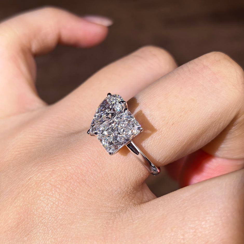tw003 14K White Gold 2.04 Carat Radiant +2.04 Carat Pear Shape Lab-Grown Diamond E VVS2 Ring
