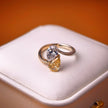 tw001 14K Yellow Gold White Gold 1.02+1.03 Carat Pear Shape Lab-Grown Diamond Solitaire Ring