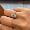 14k White Gold 3.02 Carat Oval Cut Lab-Grown Diamond E VVS2 Three-Stone Ring