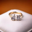 tw002 14K Yellow Gold 1.05 Carat Radiant + 1 Carat Pear Shape Lab-Grown Diamond E VVS2 Solitaire Ring