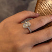 14k White Gold 3.02 Carat Oval Cut Lab-Grown Diamond E VVS2 Three-Stone Ring