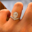 14K White Gold 1.03 Carat Pear Shape Lab-Grown Diamond E VVS2 Ring with Diamond Halo