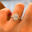 14K White Gold 1.5 Carat OVAL Lab-Grown Diamond E VVS2 Ring with Diamond Halo