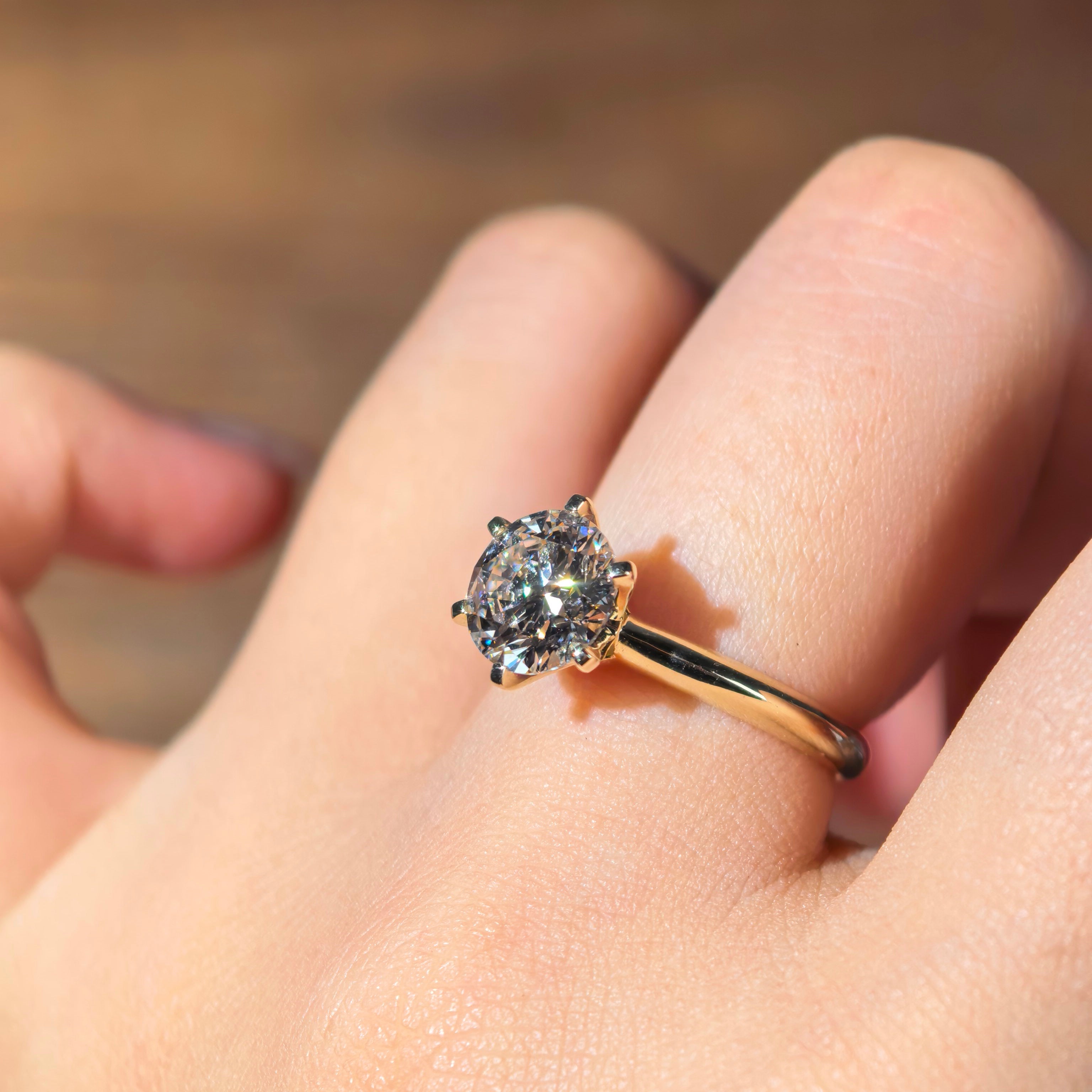 rd002 14k Gold 2.02 Carat Round Brilliant Cut Lab-Grown Diamond E VVS2 Solitaire Ring