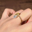 tw001 14K Yellow Gold White Gold 1.02+1.03 Carat Pear Shape Lab-Grown Diamond Solitaire Ring