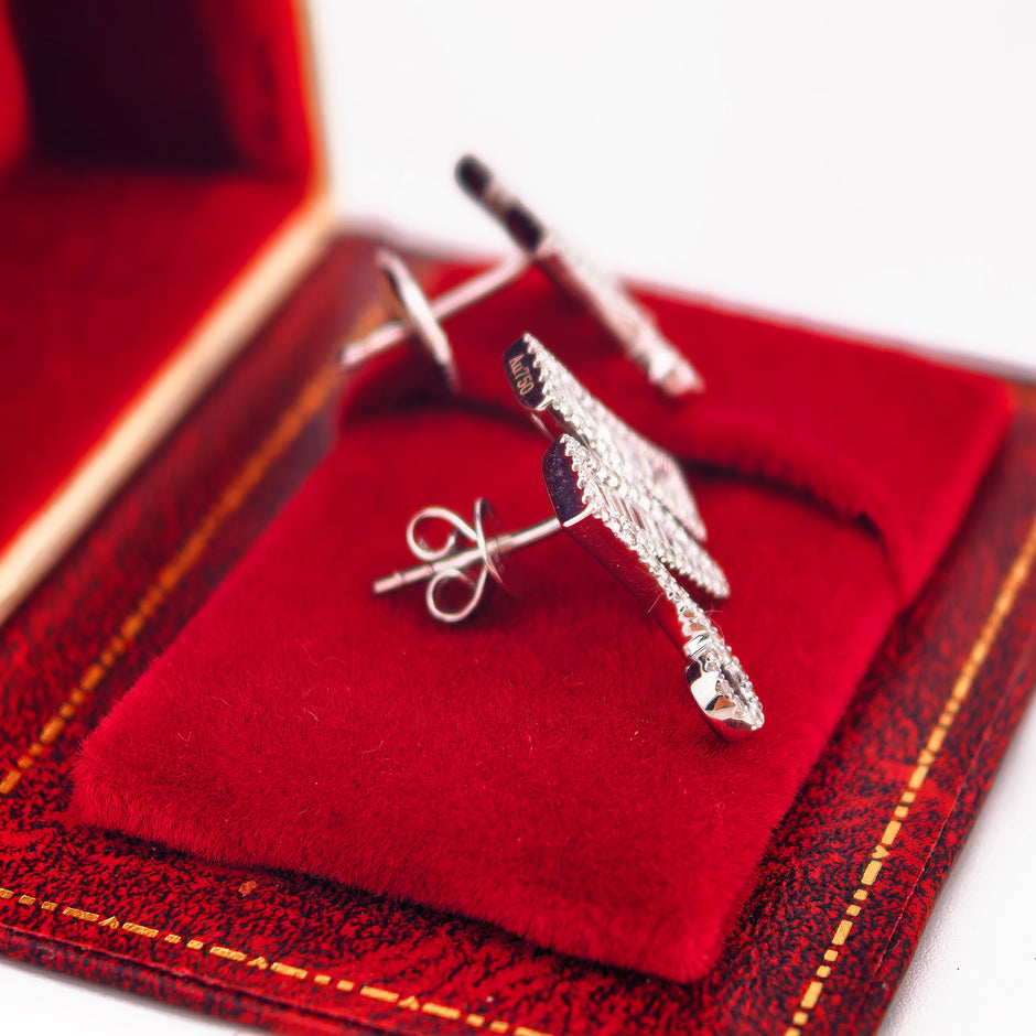 14K White Gold Lab-Grown Diamond Initial M Stud Earrings