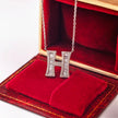 14k White gold with lab diamond Initial H necklace