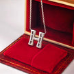 14k White gold with lab diamond Initial H necklace