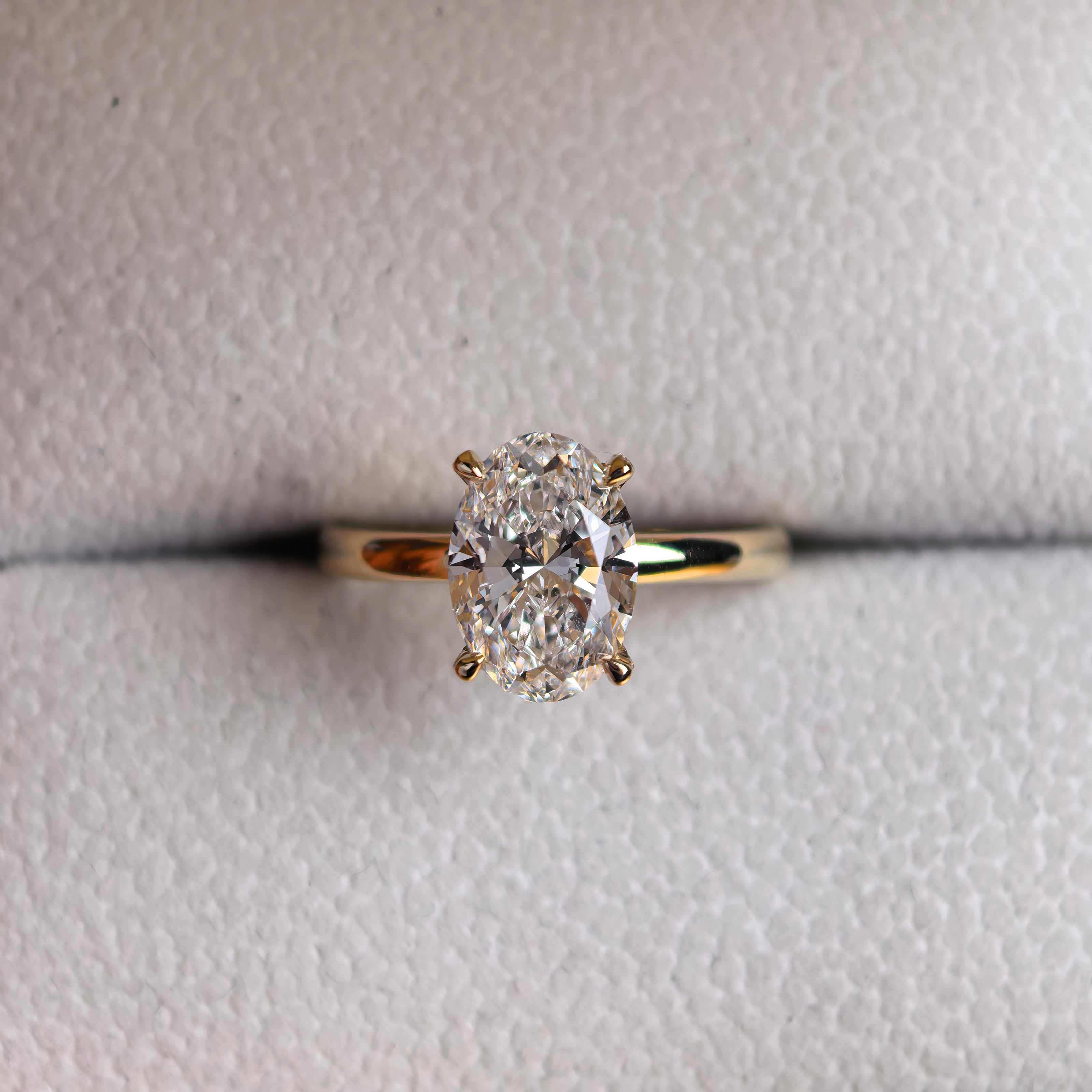 14K Yellow Gold 2.00 Carat Oval Cut Lab-Grown Diamond E VVS2 Hidden Halo Ring