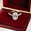 14k White Gold 3.02 Carat Oval Cut Lab-Grown Diamond E VVS2 Three-Stone Ring