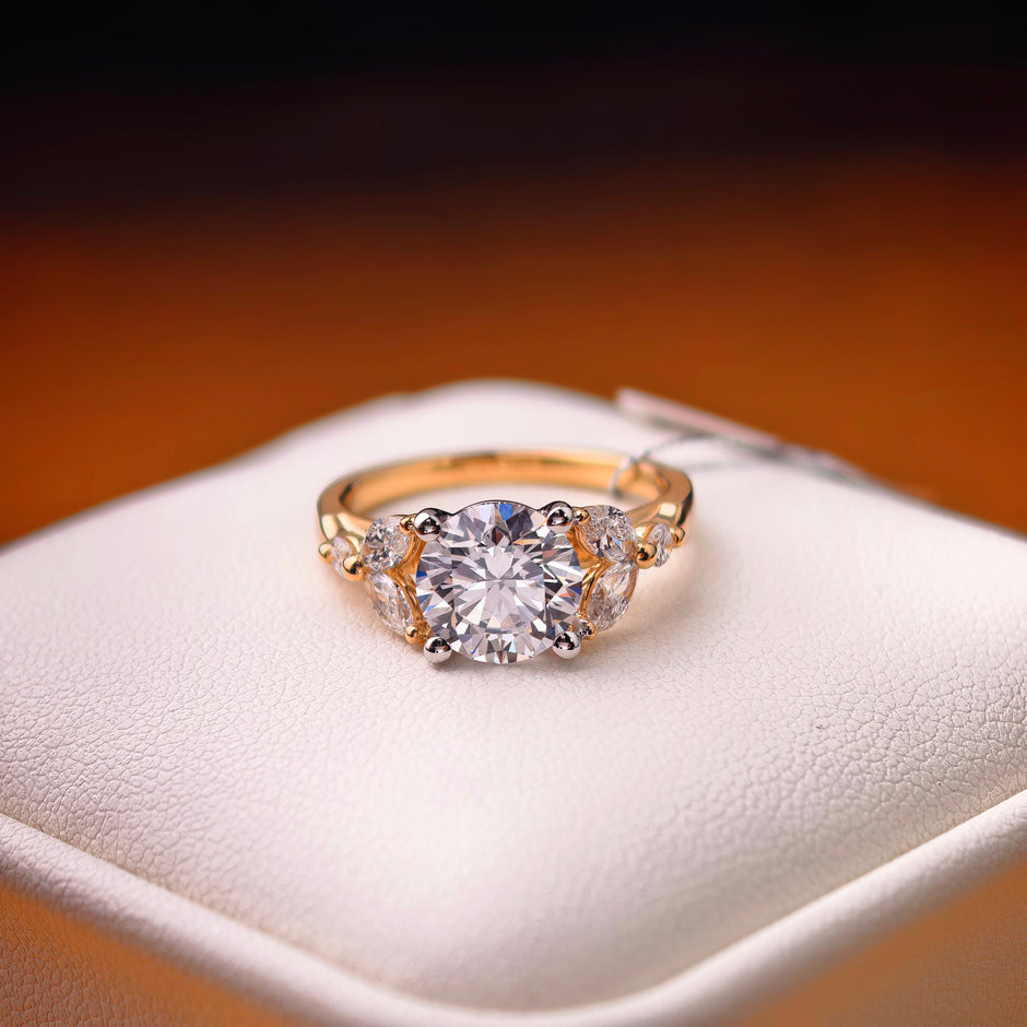 private link for Raw Artistry,2.01ct E color VVS2 round cut diamond with 14k white+yellow gold band ring,size 6.5