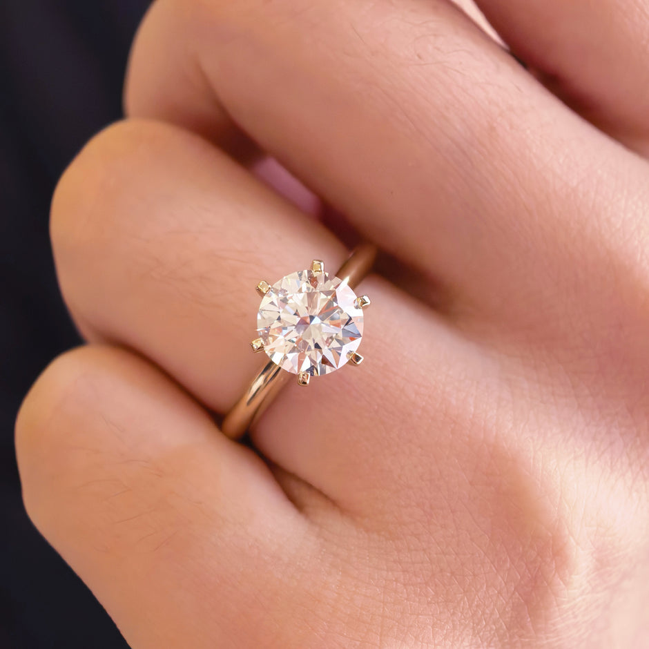 rd002 14k Gold 2.02 Carat Round Brilliant Cut Lab-Grown Diamond E VVS2 Solitaire Ring