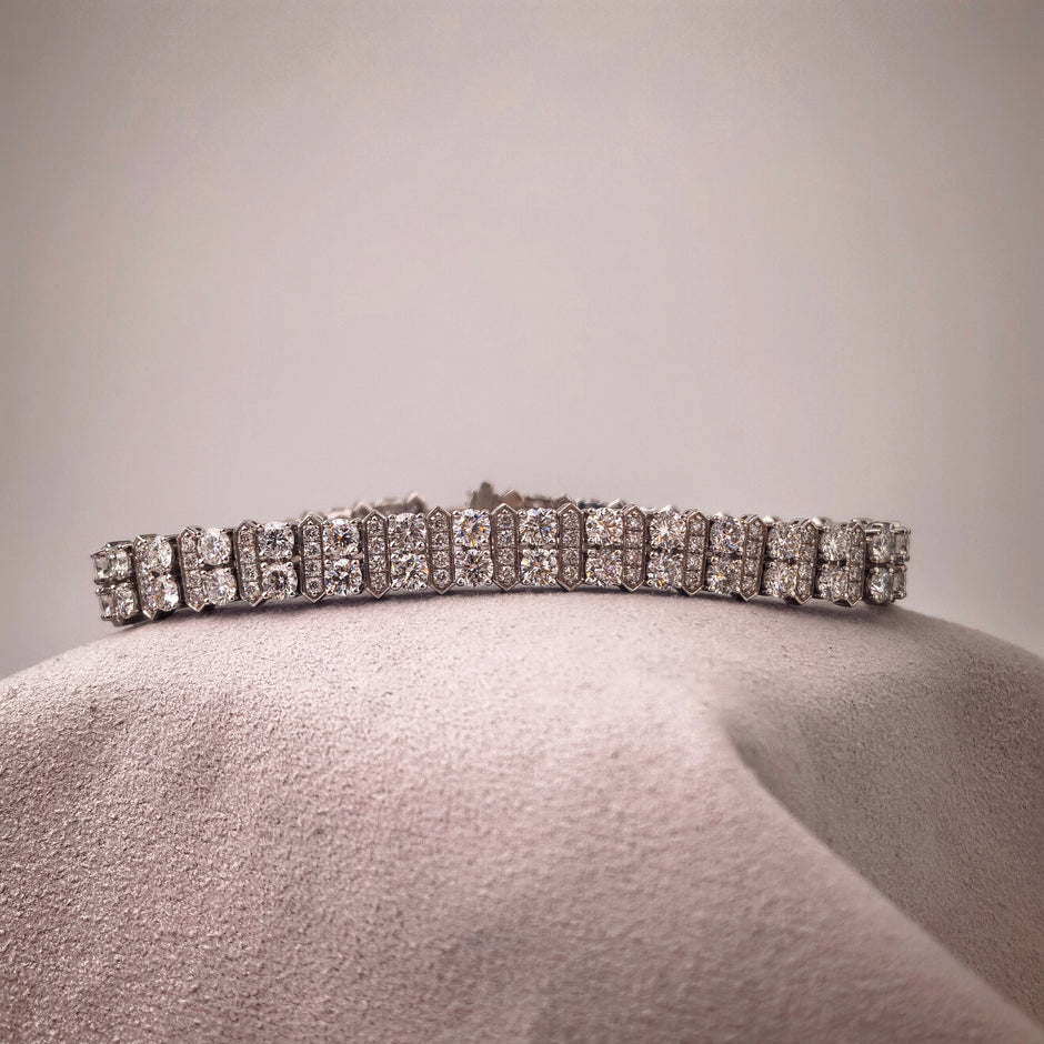 bt1019 14k white gold bracelet T:24.16 D:m7.98+1.44 ct size17#
