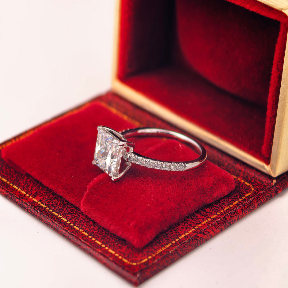 ps003 14K White Gold 3.02 Carat Princess Cut Lab-Grown Diamond E VVS2 Solitaire Ring