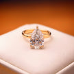 pr004 14K Yellow Gold 4.26 Carat Pear Shape Lab-Grown Diamond E VVS2 Ring with Diamond hidden Halo