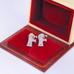 14K White Gold Lab-Grown Diamond Initial F Stud Earrings