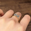 tw002 14K Yellow Gold 1.05 Carat Radiant + 1 Carat Pear Shape Lab-Grown Diamond E VVS2 Solitaire Ring