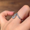 pr001 14K White Gold 1.03 Carat Pear Shape Lab-Grown Diamond E VVS2 Ring with Diamond Halo