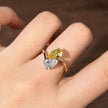 tw001 14K Yellow Gold White Gold 1.02+1.03 Carat Pear Shape Lab-Grown Diamond Solitaire Ring