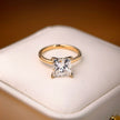 ps001 14K Yellow Gold 3.00 Carat Princess Cut Lab-Grown Diamond E VVS2 Solitaire Ring
