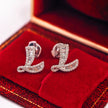 14K White Gold Lab-Grown Diamond Initial L Stud Earrings