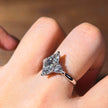 me002 14K White Gold 2.01 Carat Marquise Cut Lab-Grown Diamond E VVS2 Three-Stone Ring