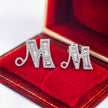 14K White Gold Lab-Grown Diamond Initial M Stud Earrings