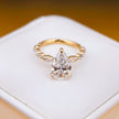 pr005 14K Yellow Gold 3.01 Carat Pear Shape Lab-Grown Diamond E VVS2 Ring with Pear and Round Diamond Side Stones ring
