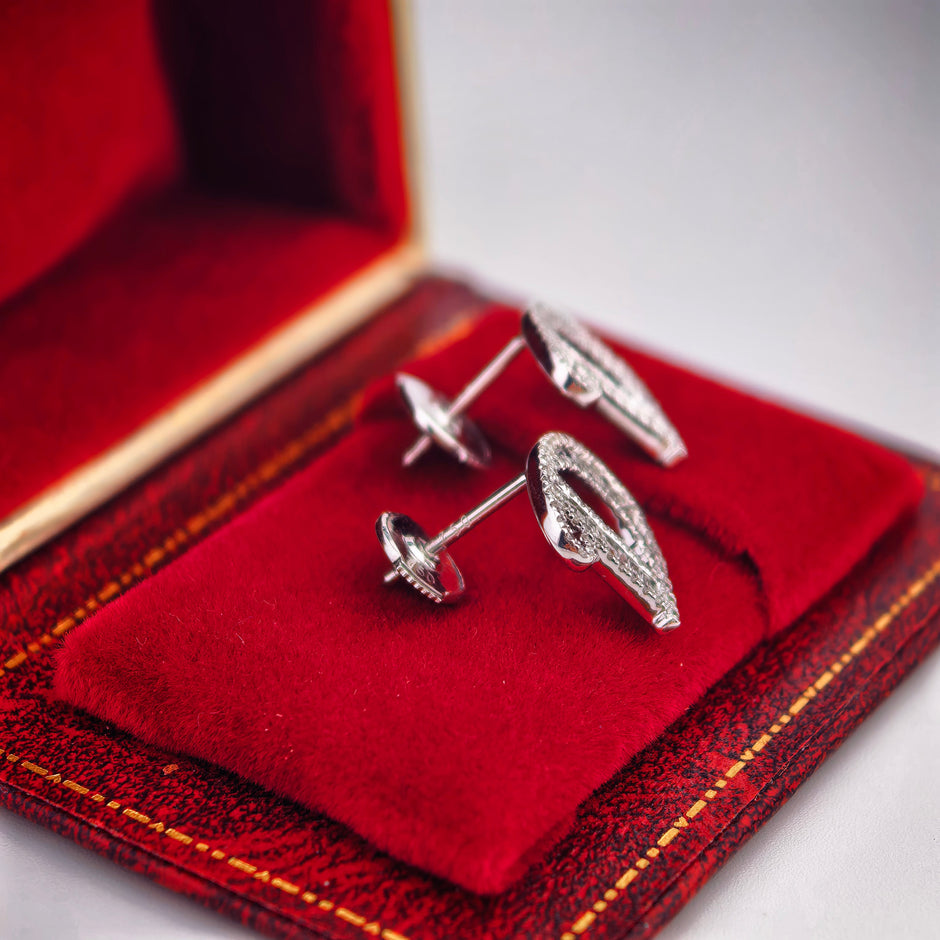 14K White Gold Lab-Grown Diamond Initial D Stud Earrings