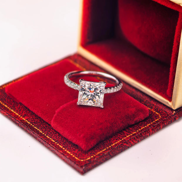 ps003 14K White Gold 3.02 Carat Princess Cut Lab-Grown Diamond E VVS2 Solitaire Ring