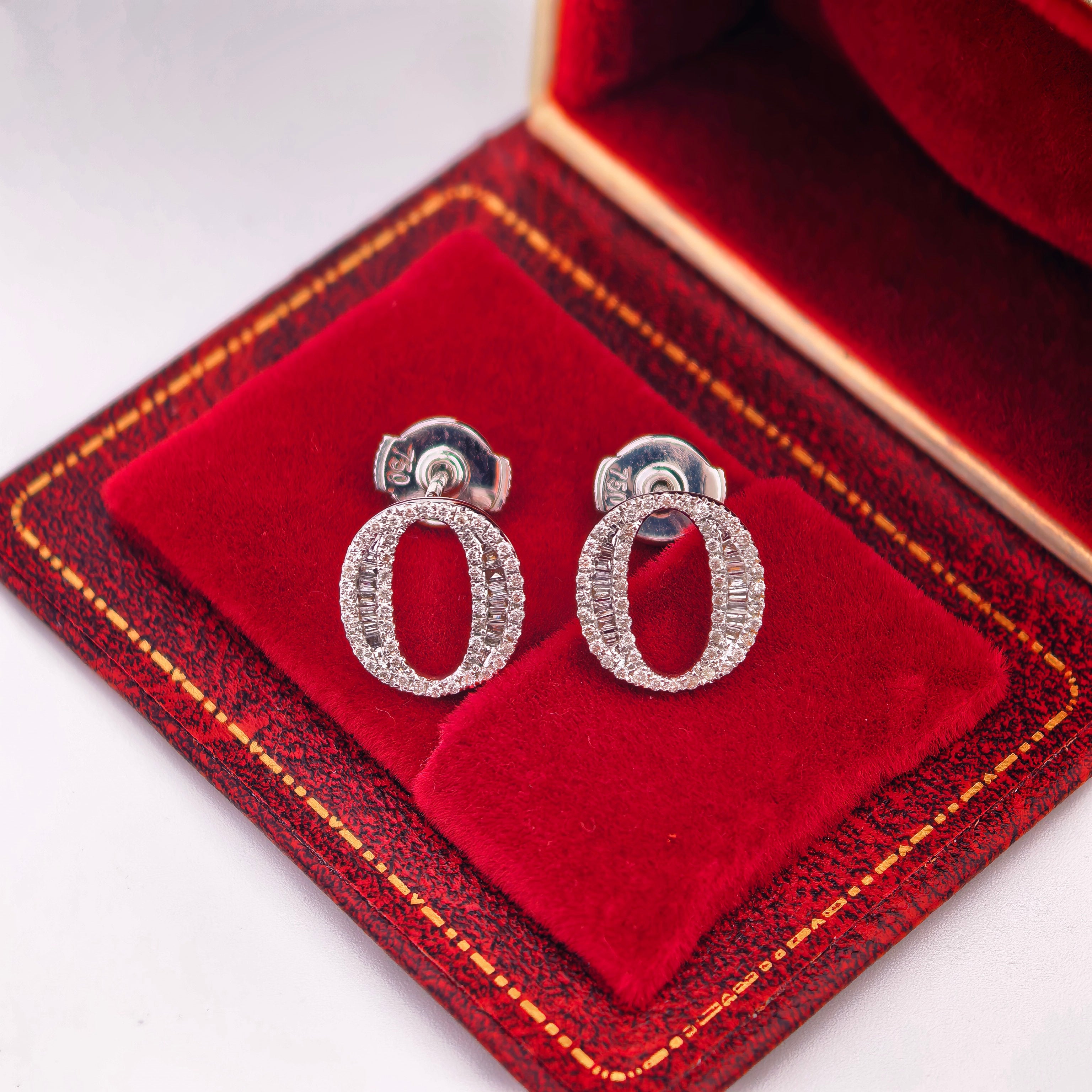 14K White Gold Lab-Grown Diamond Initial O Stud Earrings
