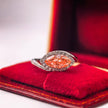 me006 14K White Gold 1.52 Carat Marquise Cut Lab-Grown Diamond E Pink Halo Ring