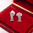 14K White Gold Lab-Grown Diamond Initial I Stud Earrings