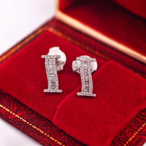 14K White Gold Lab-Grown Diamond Initial I Stud Earrings