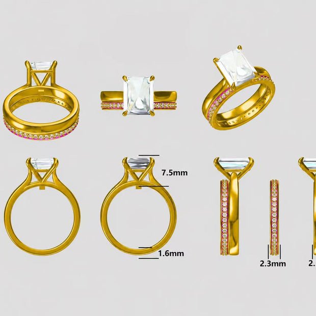private link for Starchy 14k yellow gold, main stone IGI(LG807691922)E color VVS2 Radiant cut Ring, with 14k yellow gold lab grown diamond band, size 7.5#