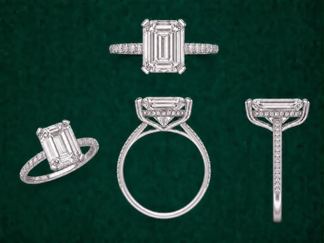 Private link for Manny-z 14k white gold with 3 ct emerald cut hidden halo ring, size 7