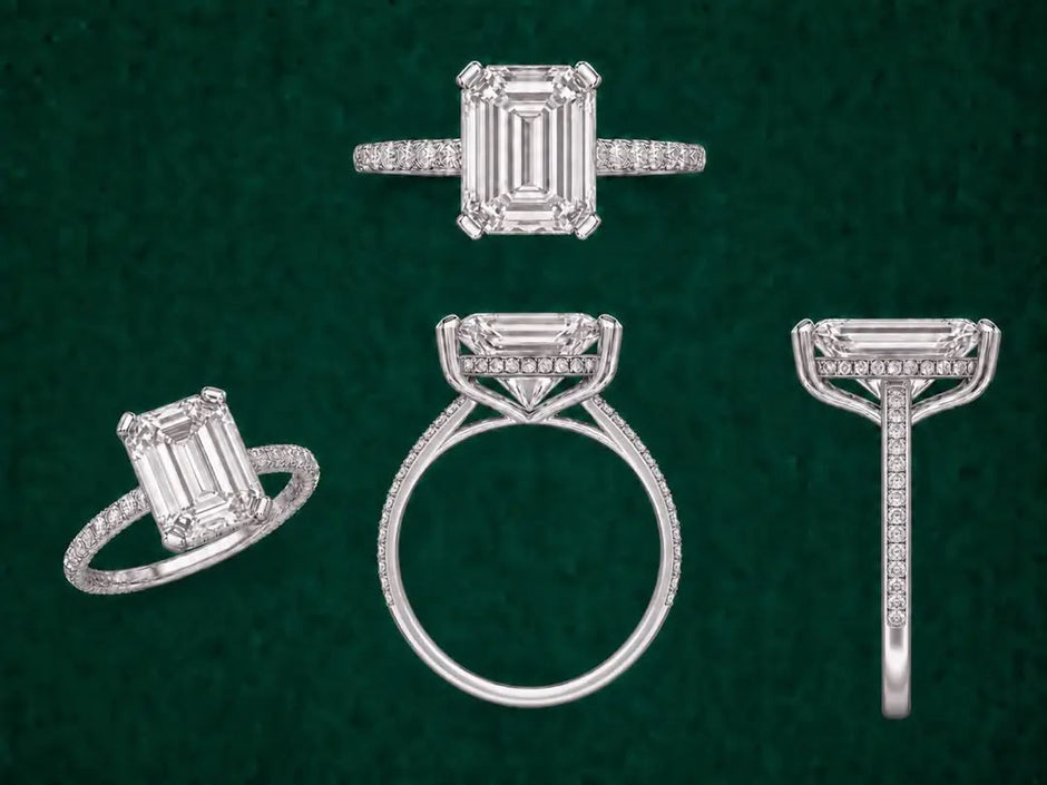 Private link for Manny-z 14k white gold with 3 ct emerald cut hidden halo ring, size 7
