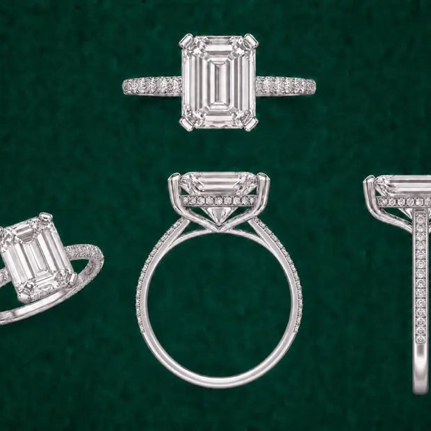 Private link for Manny-z 14k white gold with 3 ct emerald cut hidden halo ring, size 7